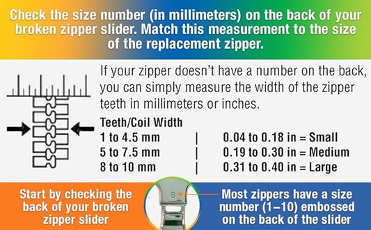 FixnZip (Nickel 3 Pack) - Universal Zipper Repair Kit for Jackets, Luggage, Bags - Backpack Zipper Replacement Repair Kit - Instant Zipper Fix (S,M,L)
