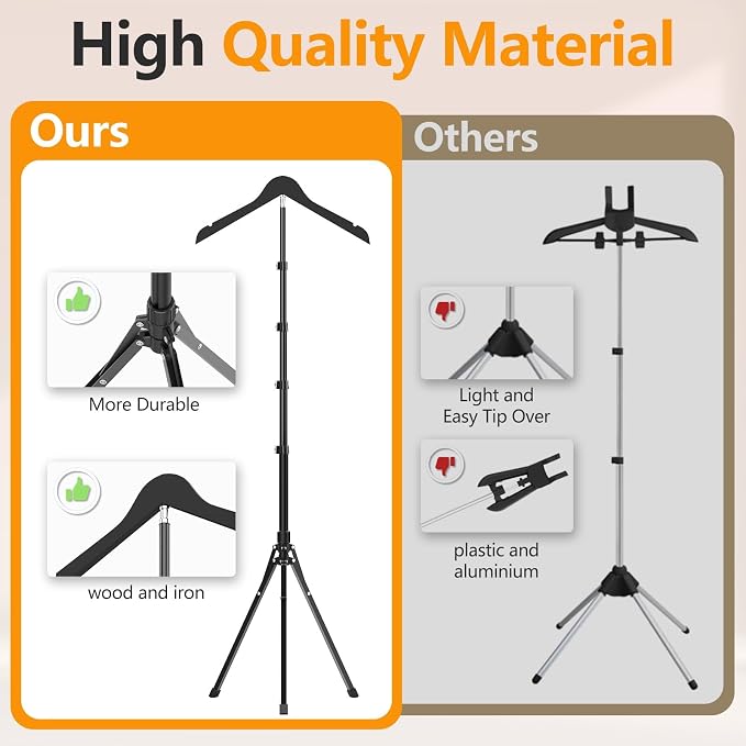 2 Pack Adjustable Shirt Display Stand 32-63 Inch, Foldable Clothing Display - Image 7