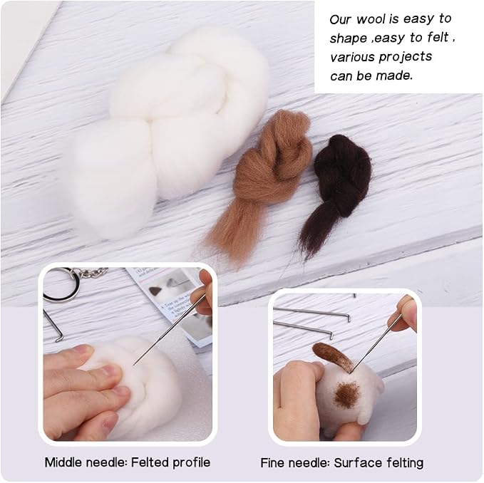QMNNMA Needle Felting Kits for Beginners, Siamese Cat Wool Felting Kit | Needle - Image 5