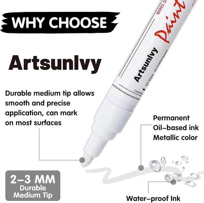 Artsunlvy White Paint Pens marking pens Permanent Markers - Image 5