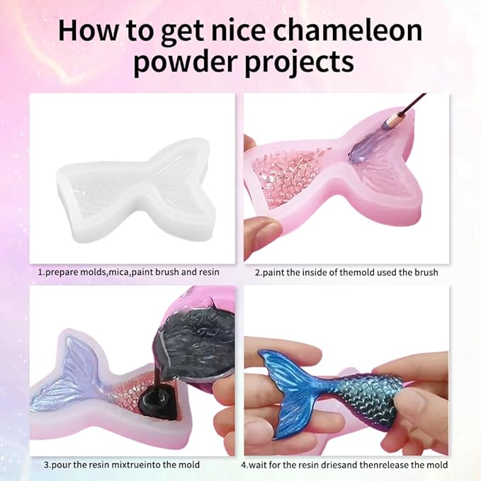 10 Colors Chameleon Mica Powder Color Shift Pigment Powder for Epoxy Resin Painting Soap Making Bath Bombs Candle Making Slime(0.1oz/jar)
