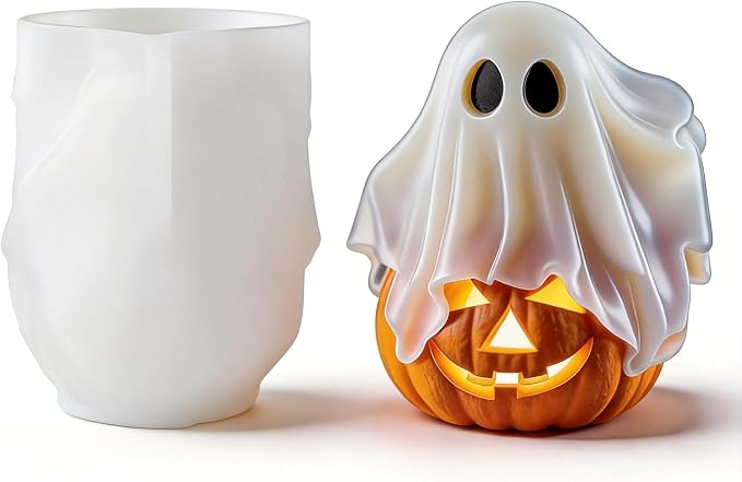 3D Ghost Pumpkin Silicone Mold for DIY Halloween Candle & Soap Casting Tool | by JDHSilicone