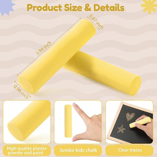Fulmoon 40 Pcs Jumbo Sidewalk Chalk for Kids Outdoor Art Non Toxic Large Washable Street Chalk for Adults Drawing Painting Classroom(Yellow,Round Style)