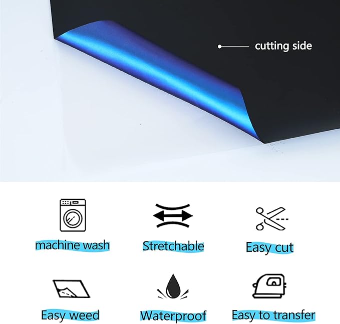 guangyintong Chameleon Heat Transfer Vinyl HTV Rolls, 12" x 8ft Blue to Purple Iron on Vinyl for T-Shirts, Changing Color HTV Vinyl for All Cutter Machines Easy to Cut & Weed for HTV DIY Design