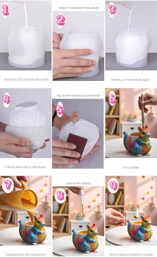 Animal Resin Molds Silicone 3D Cute Epoxy Resin Plaster Candle Holder Wax Molds for Candle Making, Art Crafts DIY Unique Display Home Decor