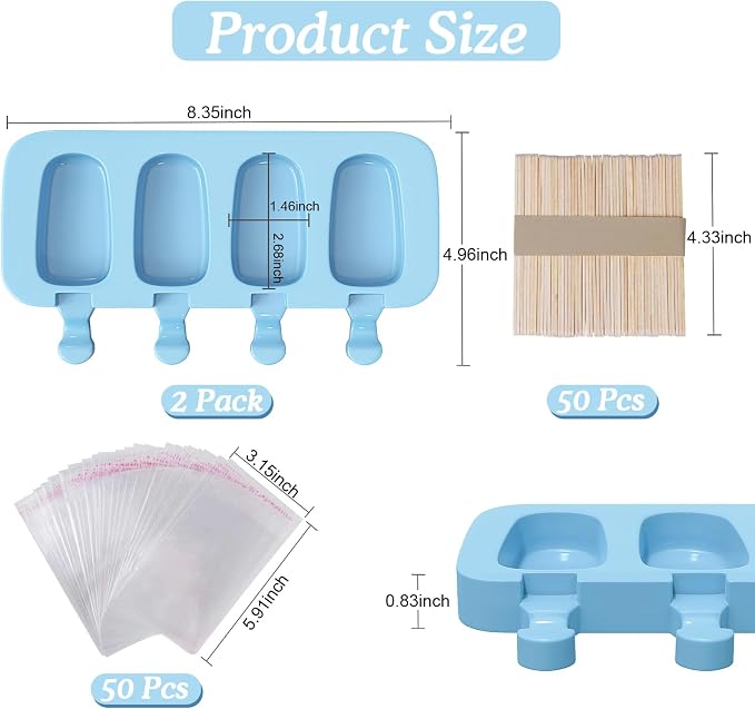 Ozera 2 Pack Silicone Popsicles Molds, Cake Pop Molds, - Image 3