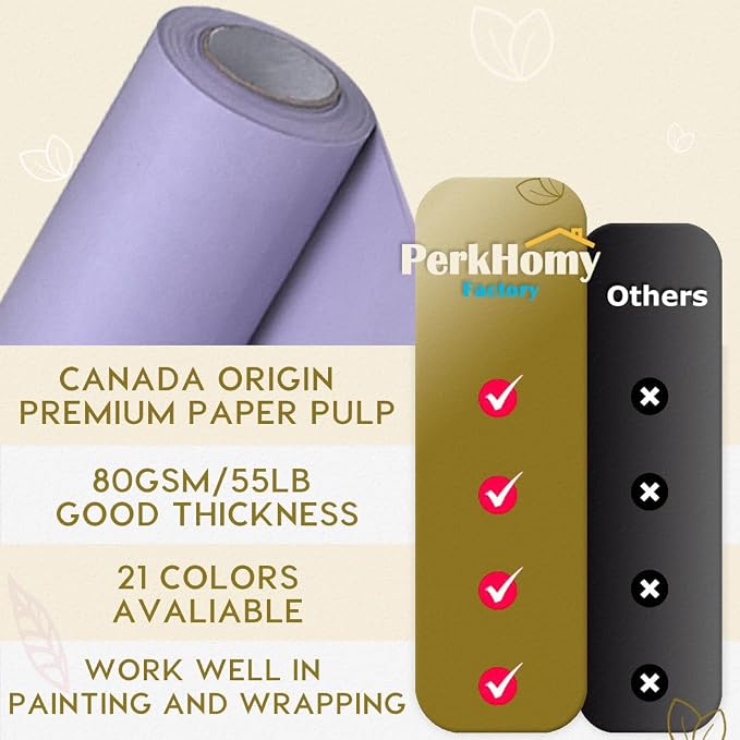 PerkHomy Light Purple Kraft Paper Roll 36" x 3 - Image 2