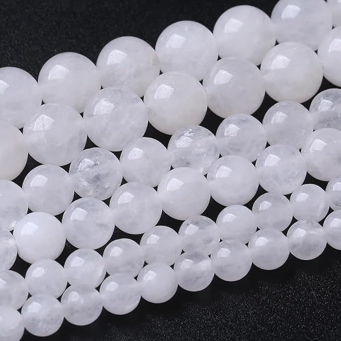 32PCS 12MM White Chalcedony Stone Beads Energy Healing Beads for DIY Jewelry Bracelet Necklace Making for Jewelry Making 15Inch