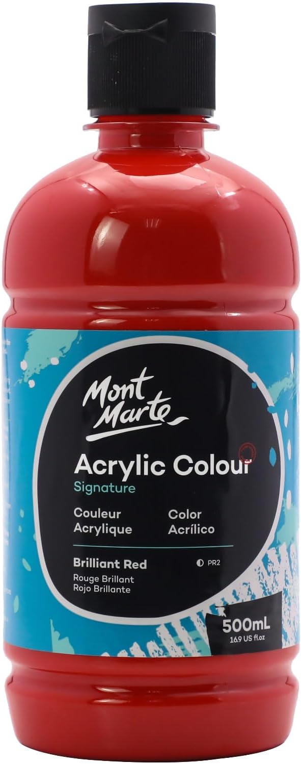 Mont Marte Signature Brilliant Red Acrylic Paint, Semi-Matte Finish, Suitable by MontMarte