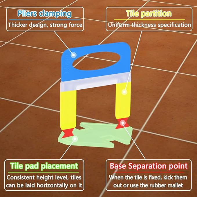2000 PCS Tile Leveling System Clips 1/16''(1.5mm) 2000-Piece Tiles Leveler Spacers Tool for Professional Ceramic Tile and Stone Installation