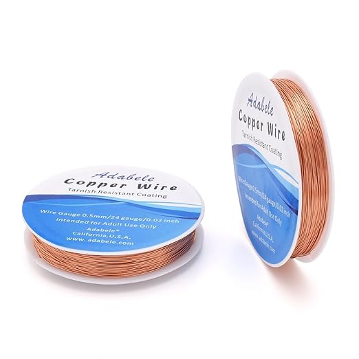 Adabele 147 Feet Premium Tarnish Resistant Round Bare Raw Jewelry Copper Wire Beading Wire Spool Bulk (0.5mm/24 Gauge) for DIY Craft Jewelry Making BF287-5