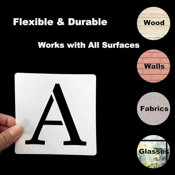 2.5 Inch Alphabet Letter Stencils for Painting - 70 Pack Letter and Number Stencil Templates with Signs for Painting on Wood, Reusable Letters and Numbers Stencils for Chalkboard Wood Signs & Wall Art