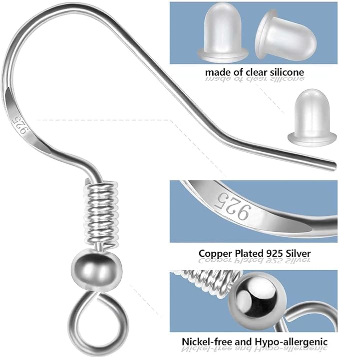 Hypoallergenic Earring Hooks 500 PCS/75 Pairs, Earring Making kit | Nickel free - Image 4