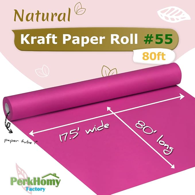 PerkHomy Rose Red Kraft Paper Roll 17.5" x 960" - Image 2