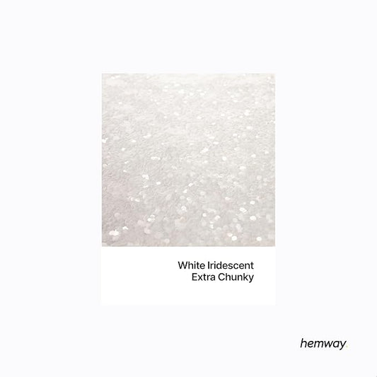 Hemway Polyurethane & Epoxy Resin Glitter 100g / 3.5oz Metallic Crystal Flake Additive for Flooring Jewelry Tumblers Glass Pigment - Extra Chunky (1/24" 0.040" 1mm) - White Iridescent
