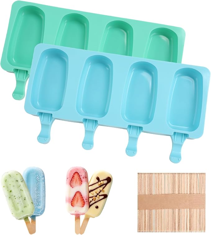 Popsicles Molds, Reusable Silicone Ice Pop Cream Cakesicle Maker Mold 4 Cavities by Unknown