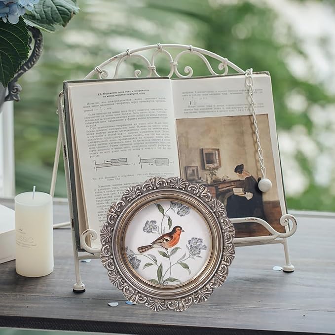 Vintage Picture Frames 4x4 Round Antique Gold Picture Frames - Image 7