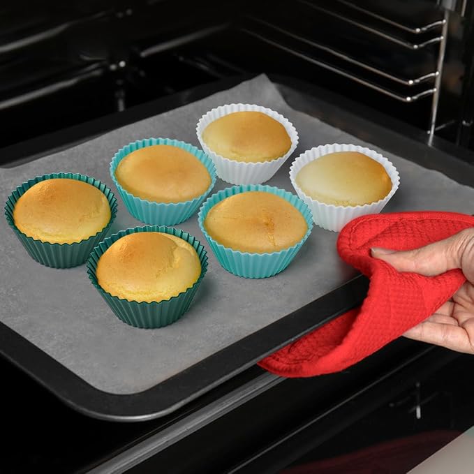 Silicone Muffin Baking Cups 12 Pack Reusable Cupcake Liners Non-stick Cake Molds - Image 6