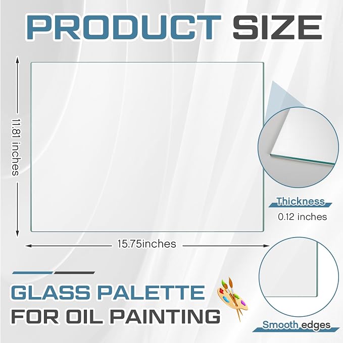 Nuanchu 1 Pcs 12 x 16 Inches Clear Tempered Glass Palette - Image 3
