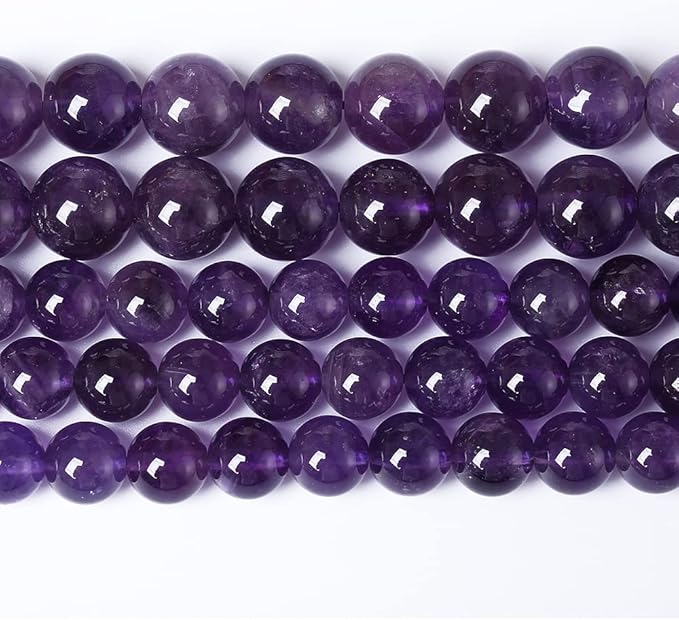 120PCS 6mm Natural Amethyst AAAAA Purple Crystal Quartz Beads Gemstones Round Stone Beads for Jewelry Making DIY Bracelet Necklace 2 Strand 32"