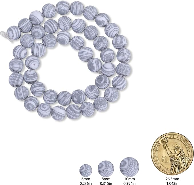 36pcs Natural Matte Black and White Malachite Zebra Gemstone Beads，10mm Frosted - Image 2