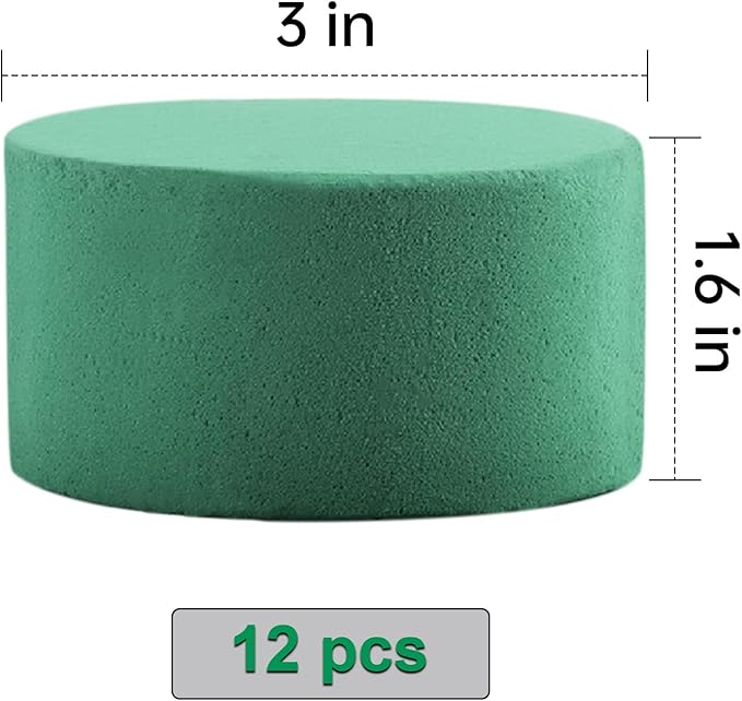 12Pcs Round Floral Foam Blocks, Wet and Dry Foam Bricks for Fresh and Artificial Flowers, Perfect for Wedding Decor, DIY Crafts, and Party Decorations