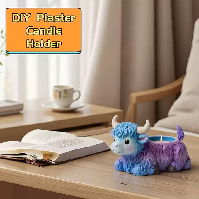 Animal Resin Molds Silicone 3D Cute Cow Epoxy Resin Plaster Candle Holder Wax Molds for Candle Making, Art Crafts DIY Unique Display Home Decor