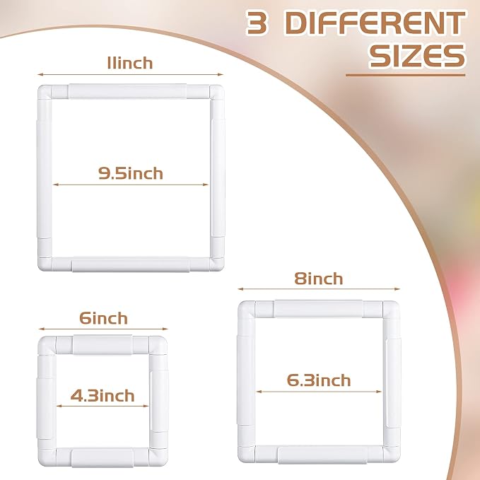 Janinka Embroidery Hoop 3 Pcs Cross Stitch Hoops and Frames White Rectangular - Image 2