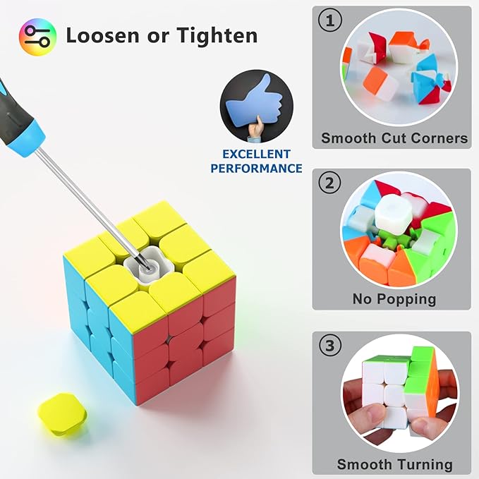 Full Size 3x3x3 Speed Cube Set, 2.2in Puzzle Party Favors Toy Stickerless Magic Cube Set, School Classroom Prize for Students, Birthday Party Stocking Stuffers Gifts for Kids Teens Adults(6 Pack)