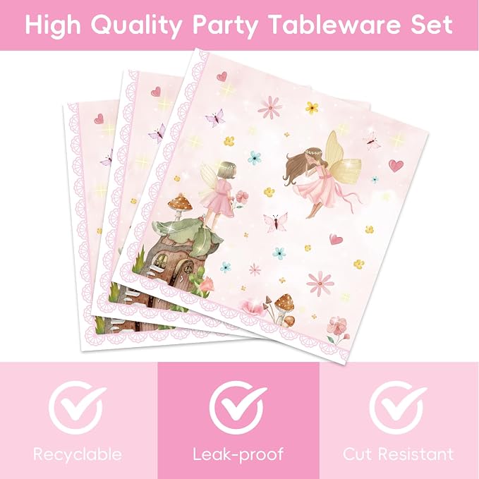 40Pcs Fairy First Birthday Decorations Fairy Plates and Napkins Birthday Party - Image 4