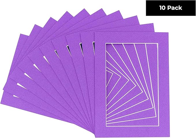 11x14 Mat for 8.5x11 Photo - Precut Purple Picture Matboard for Frames Measuring 11 x 14 Inches - Bevel Cut Matte to Display Art Measuring 8.5 x 11 Inches - Acid Free Pack of TEN MATS
