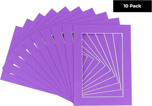 11x14 Mat for 8.5x11 Photo - Precut Purple Picture Matboard for Frames Measuring 11 x 14 Inches - Bevel Cut Matte to Display Art Measuring 8.5 x 11 Inches - Acid Free Pack of TEN MATS