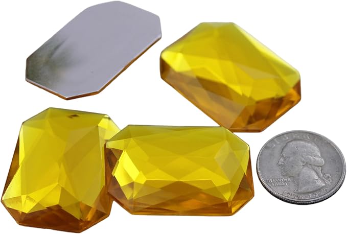 Allstarco 40x30mm Gold Topaz A02 Large Flat Back Octagon Acrylic Rhinestones by Allstarco