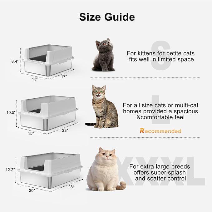 FURTIME Stainless Steel Litter Box - Image 5