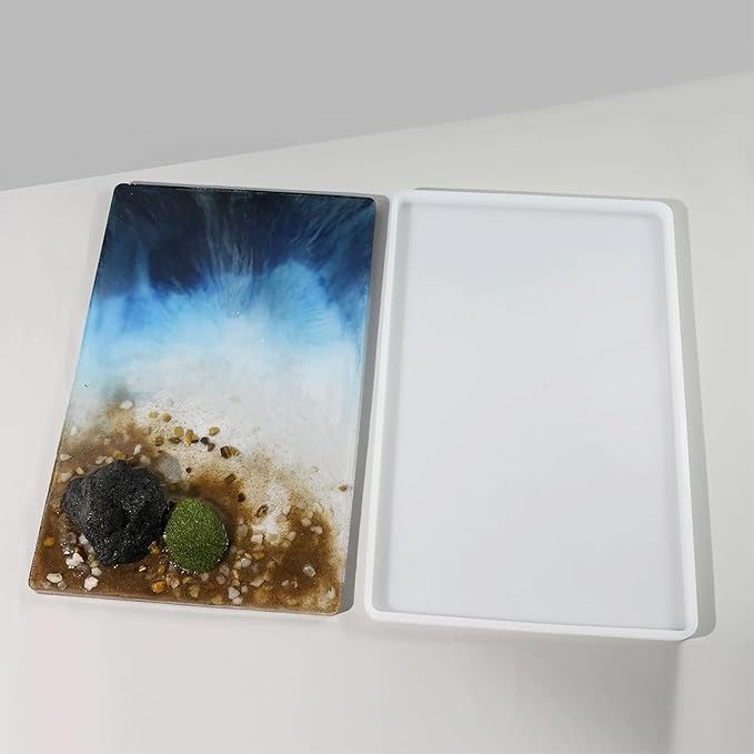 Large Silicone Molds for Epoxy Resin Table, 9 x 14 Inch Rectangle Resin Table Silicone Molds with Legs for DIY Art Home Decor, River Table, Cutting Board, Resin Art