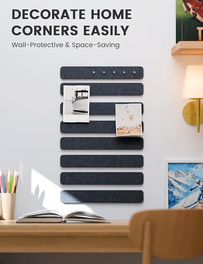 Fluxynara Cork Board Alternative Felt Strip Board 8-Pack 13"x2", Office Pin - Image 4