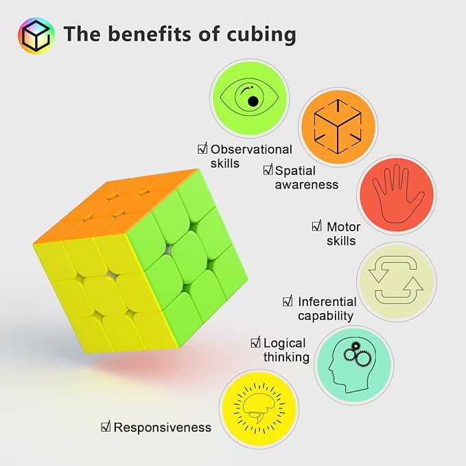 Full Size 3x3x3 Speed Cube Set, 2.2in Puzzle Party Favors Toy Stickerless Magic Cube Set, School Classroom Prize for Students, Birthday Party Stocking Stuffers Gifts for Kids Teens Adults(10 Pack)