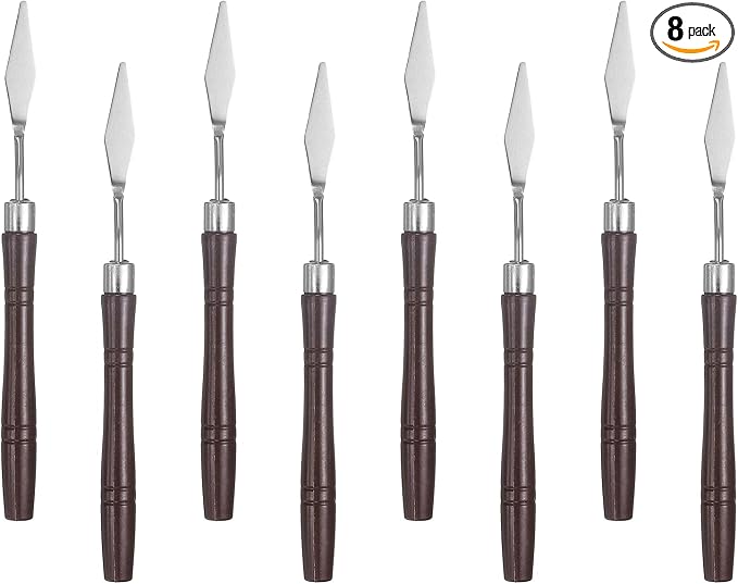 HARFINGTON 8pcs Palette Knife Painting Tool 6.3" Pointed Stainless Steel Blade by HARFINGTON