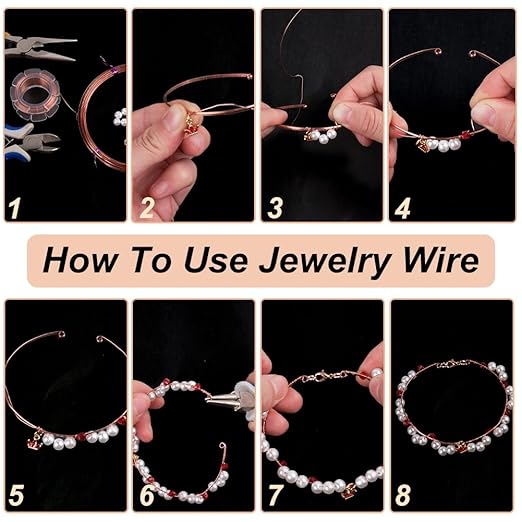 BENECREAT 19.6 Feet 22 Gauge Half Round Copper Wire, 1.6mm Wide Bare Copper Beading Wire Jewelery Making Wire for Earring Necklace Jewelry Making, Crafts Making Supplies