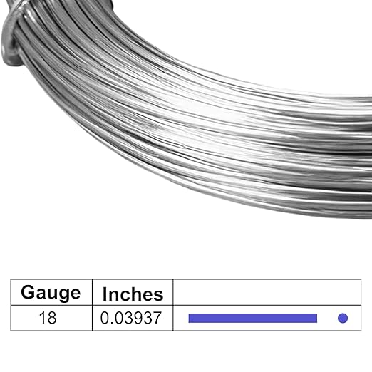 18 Gauge Aluminum Craft Wire, 1mm 33Yards Floral Craft Wire Bendable Wire for Jewelry Making, Garden, Sculpting, Floral & Wreath Crafts, Silver