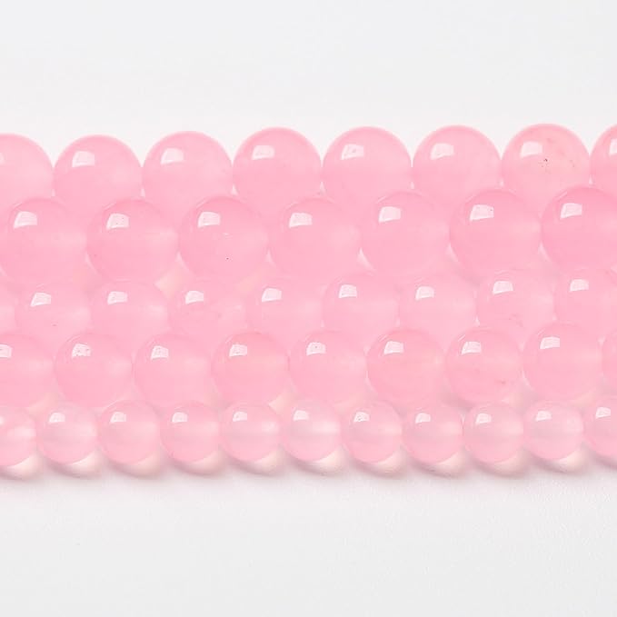 32pcs Natural Light Pink Chalcedony Stone Beads for Jewelry Making - Energy Healing Power Stone - DIY Bracelet Necklace Accessories - 15" (12mm, Light Pink Chalcedony)