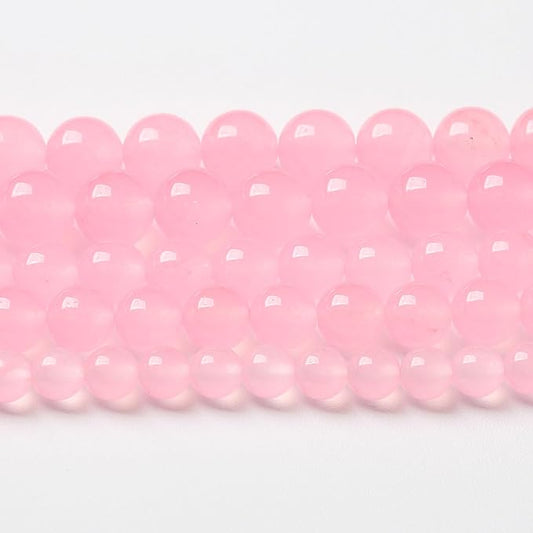 45pcs Natural Light Pink Chalcedony Stone Beads for Jewelry Making - Energy Healing Power Stone Beads - DIY Bracelet Necklace Accessories - 15" (8mm, Light Pink Chalcedony)
