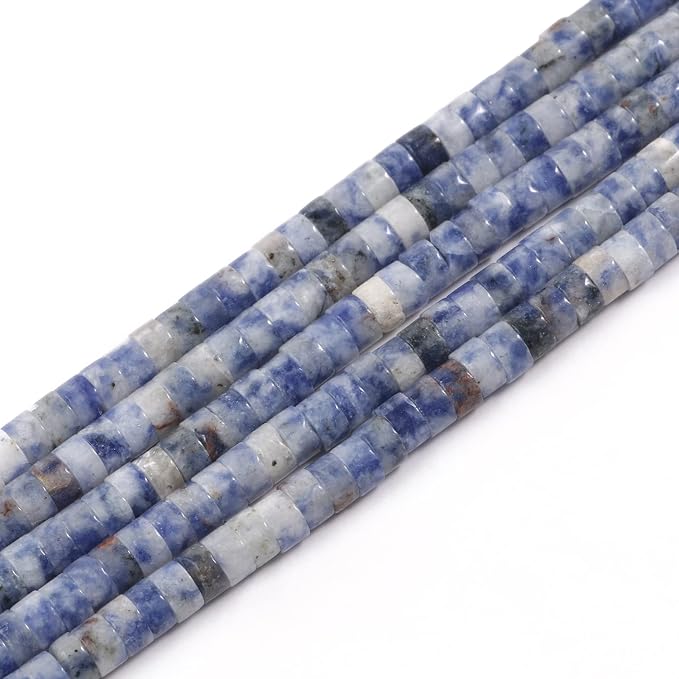 150Pcs 4×2mm Natural Blue Spot Jasper Spacer Stone Beads by Nitopupu