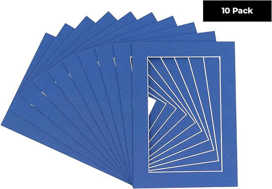 11x14 Mat for 8.5x11 Photo - Precut Bottle Blue Picture Matboard for Frames 11 x 14 Inches - Bevel Cut to Display Art 8.5 x 11 Inches - Acid Free Pack of 10 MATS with Backing Boards & Clear Bags