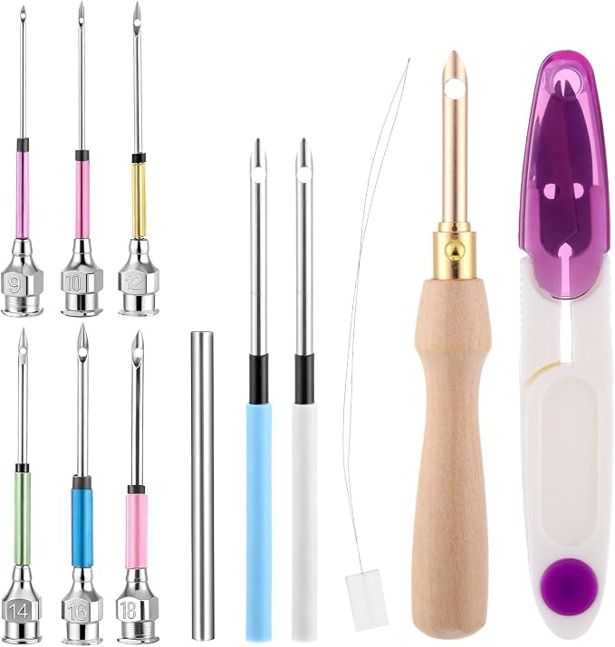 13 Pcs Punch Needle Kit Adjustable Embroidery Punch Needle Tool Set Wooden by Unknown