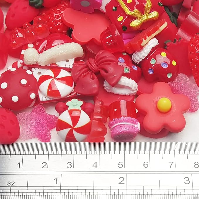 Chenkou Craft 50pcs Lots Mix Assort Christmas Red DIY Flatbacks Resin Flat Back - Image 3
