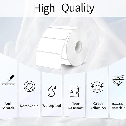 2x1 Inch Thermal Labels, White Thermal Printer Stickers, Waterproof Self-Adhesive Shipping Label Printer Sticker for Barcode, Name, Address, 300 Labels/Roll