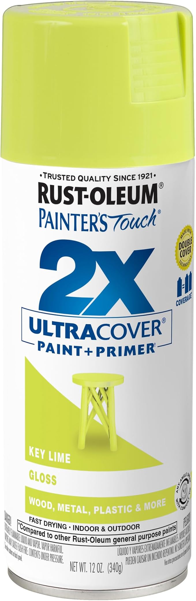 Rust-Oleum Painter's Touch 2X Ultra Cover Spray Paint, Gloss Key Lime | Indoor by Rust-Oleum