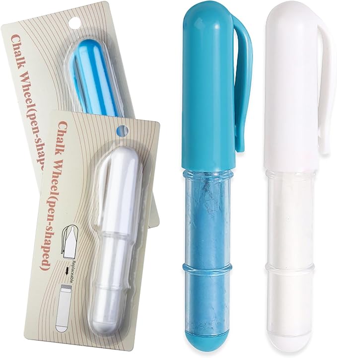 2PCS Sewing Chalk for Fabric, Wipeable and Washable Fabric Chalk for Sewing, Tailors Chalk for Fabric Etailed Marking on Fabrics, Cottons, Leathers - Blue, White