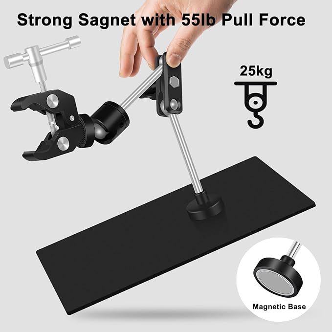 Helping Hands Soldering Magnetic Soldering Clamp with 2.16-inch Jaw Opening, Super Clamp with 1/4 and 3/8 Thread, Flexible Articulating Arms with Clamps, Magnetic PCB Clip for Repairing DIY Work
